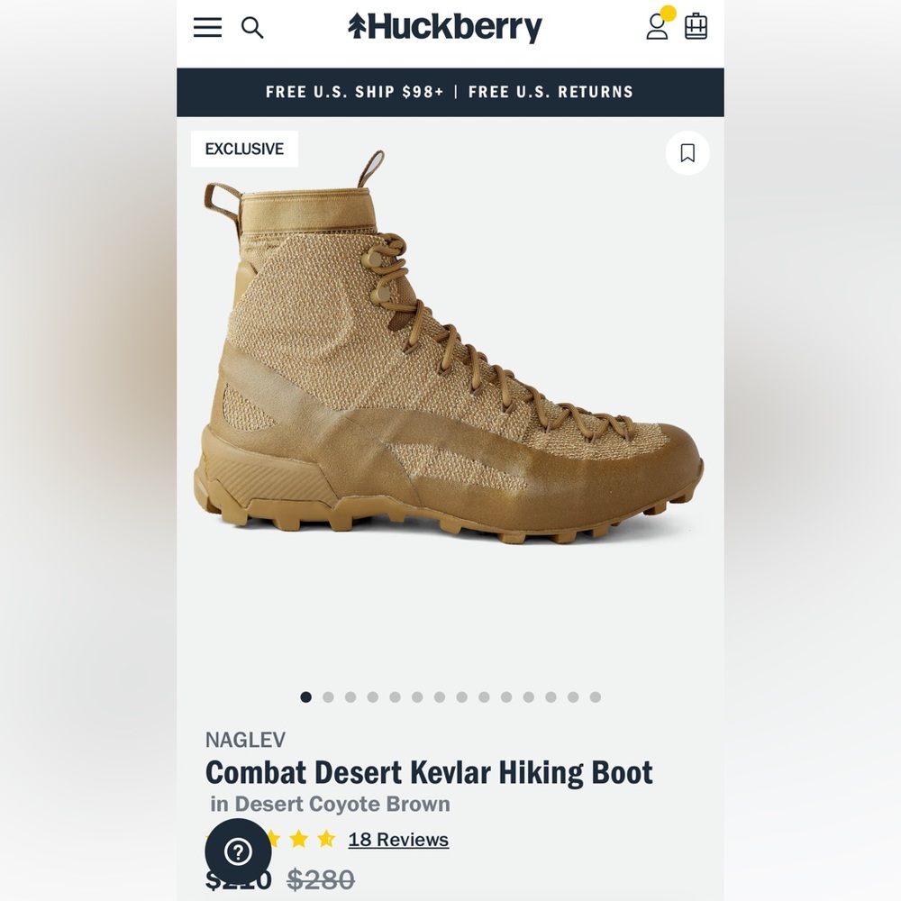 NAGLEV Huckberry Combat Desert Kevlar Hiking Boot
